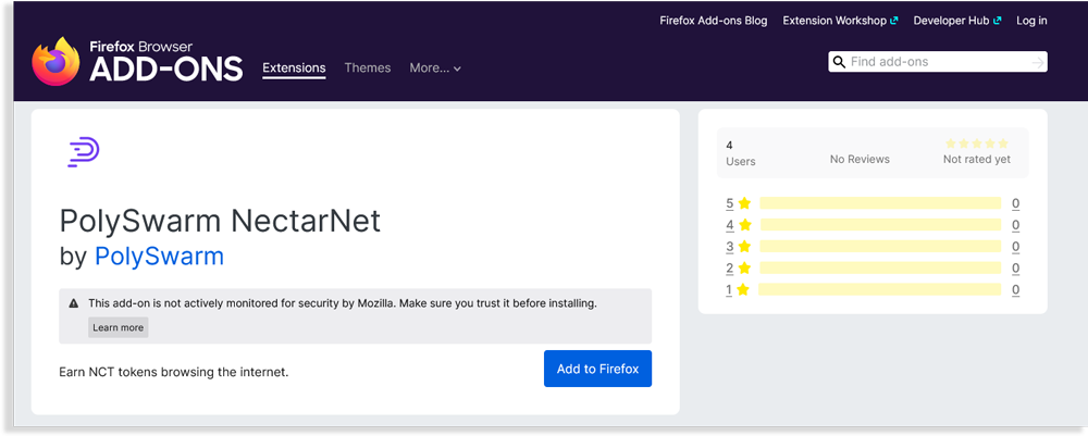Screenshot of Firefox store plugin
