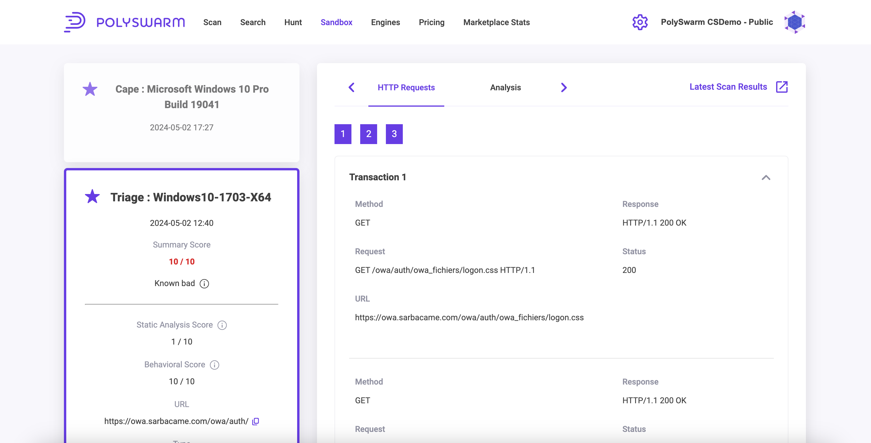 Sandbox Summary Pane